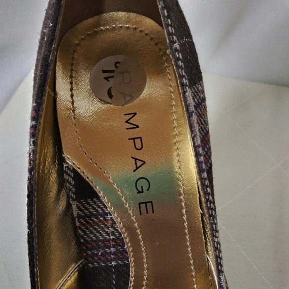 Rampage Maria Brown Plaid Fabric Upper Pointed Toe Slip On High Heel Shoe - Picture 8 of 8